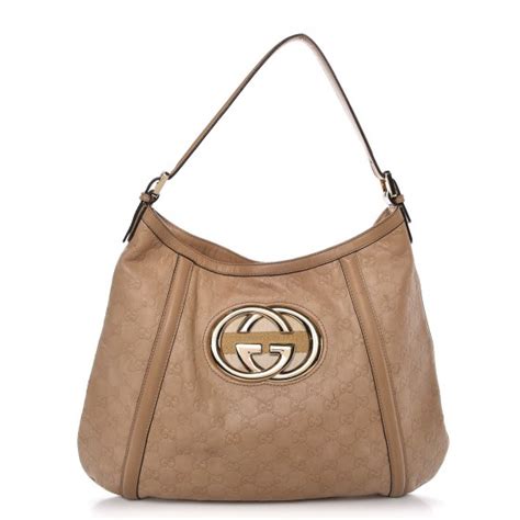 GUCCI Guccissima Medium Britt Hobo Beige 